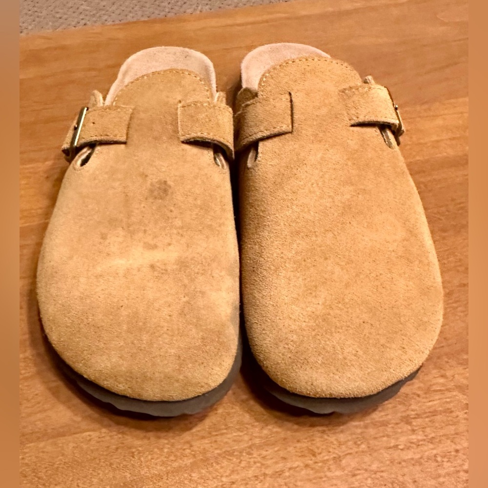 Tan Suede Mules for Women